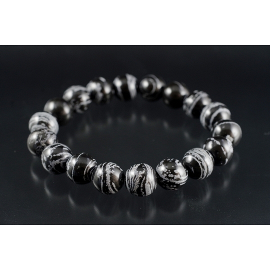 和田峠産黒曜石（縞）12mmブレスレット 天然石ブレス販売 名取貴石