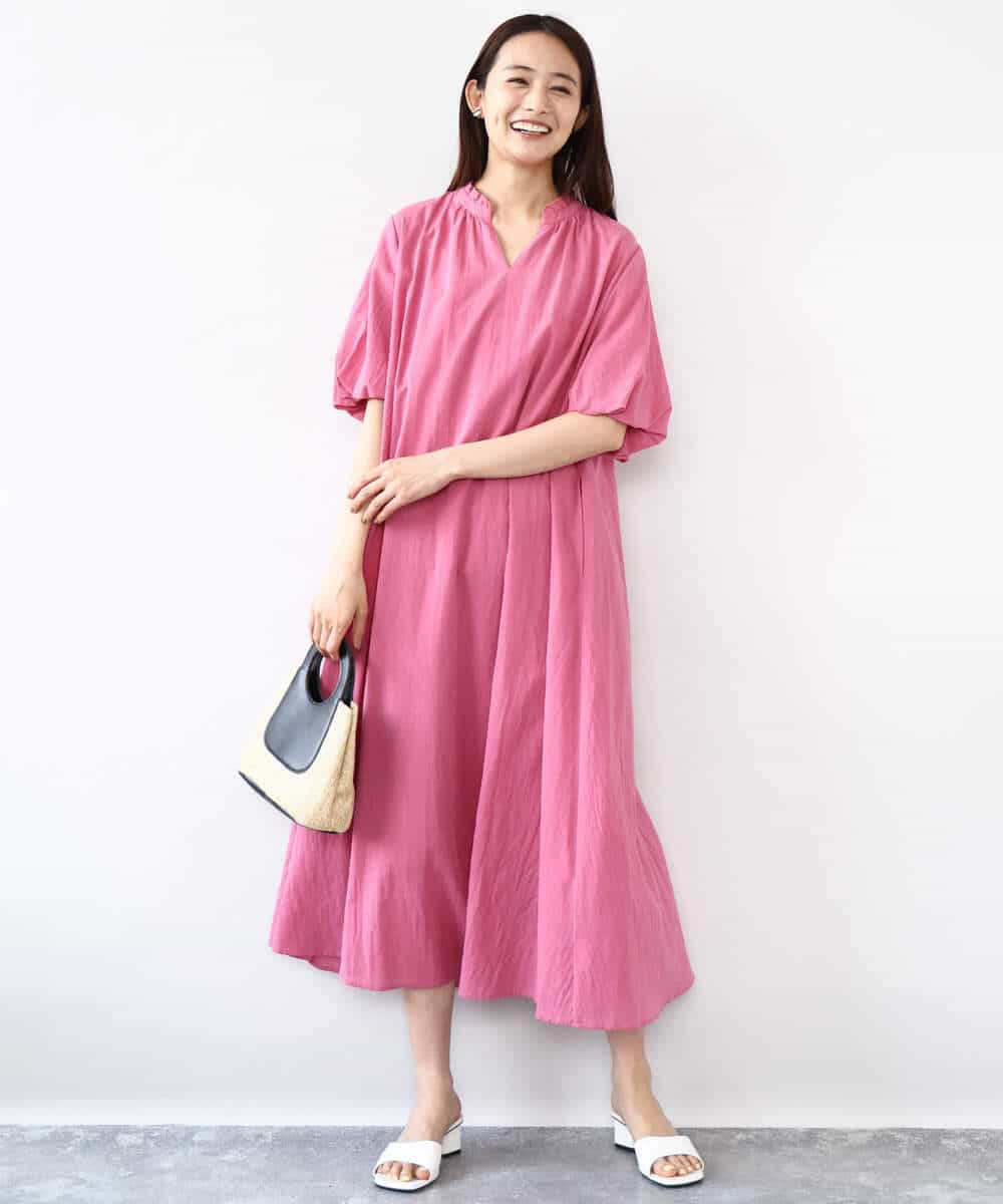 ソフトコットンボリュームスリーブワンピース/洗える(ワンピース) | MK