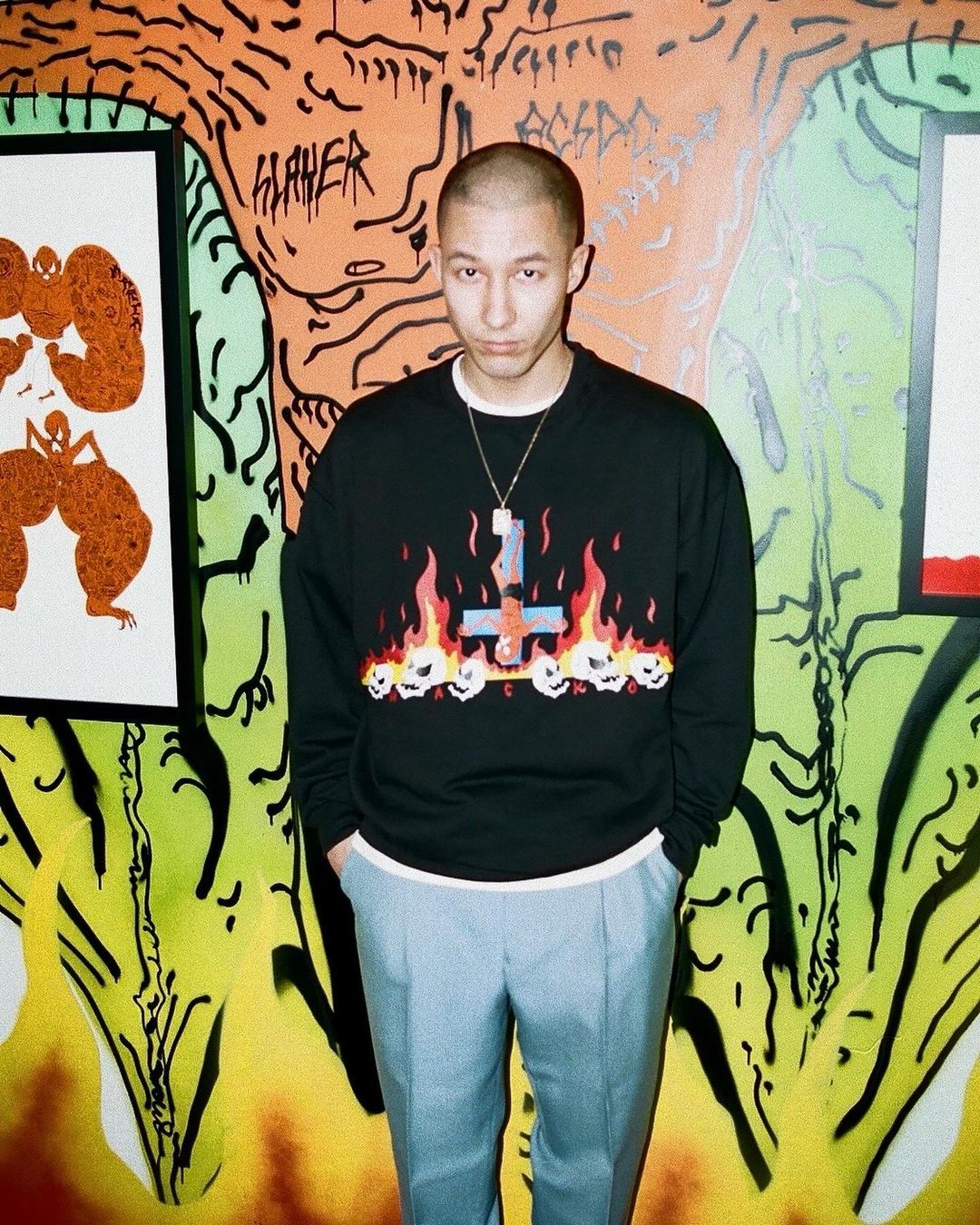 WACKO MARIA/NECKFACE / SWEAT SHIRT（BLACK）［クルーネック