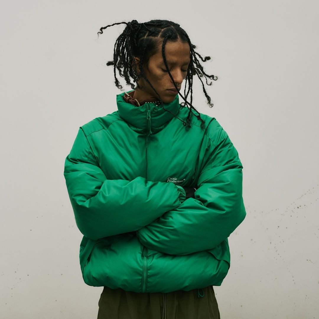 COOTIE PRODUCTIONS/Glossy Shell Down Jacket（Green）［グロッシー