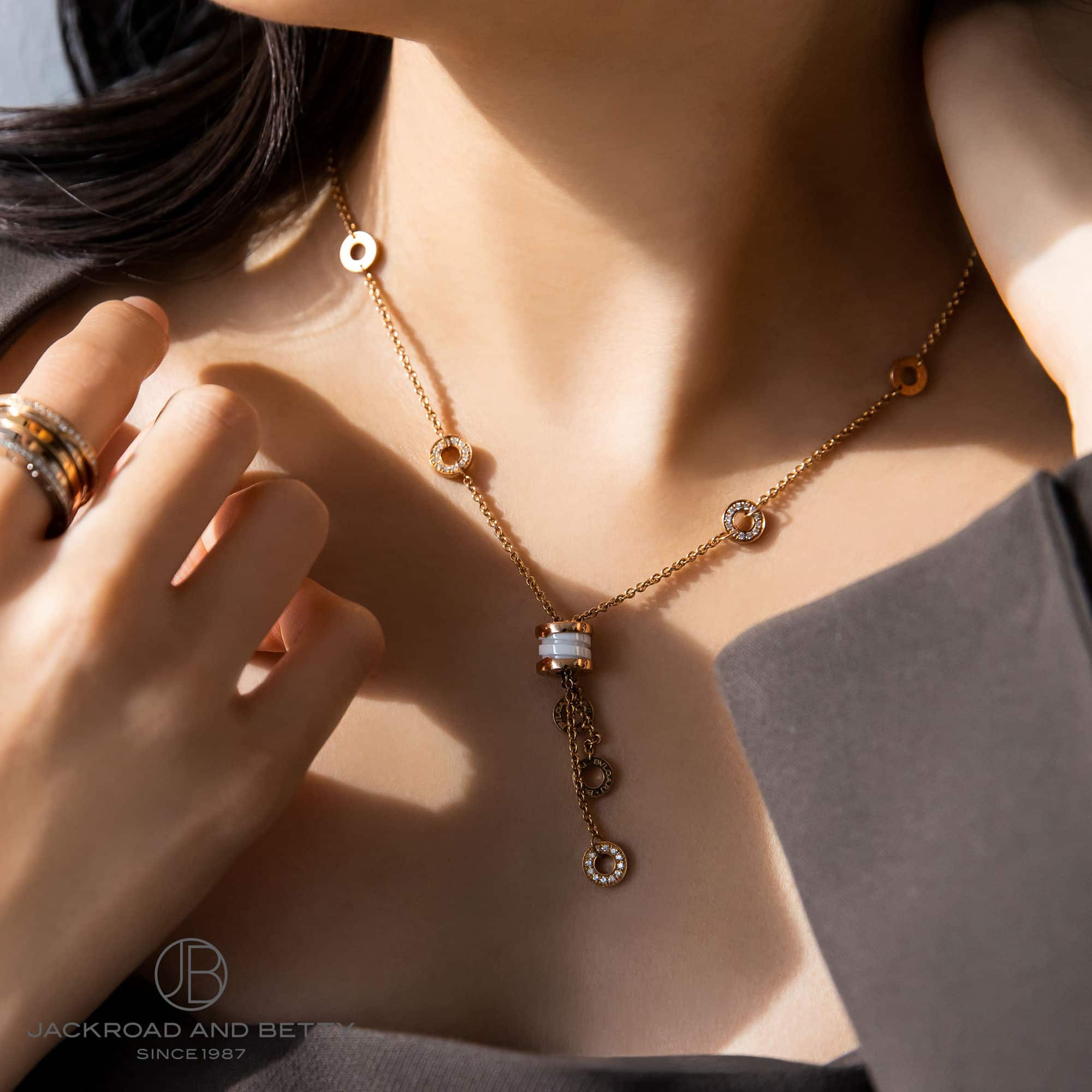 ビー・ゼロワン エレメント ネックレス ホワイトセラミック パヴェ