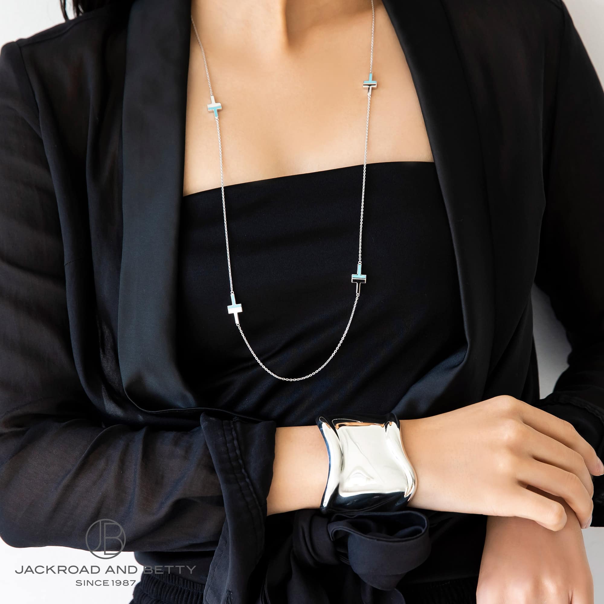 Tトゥー ダイヤモンド＆ターコイズ ステーション ネックレス[66912000