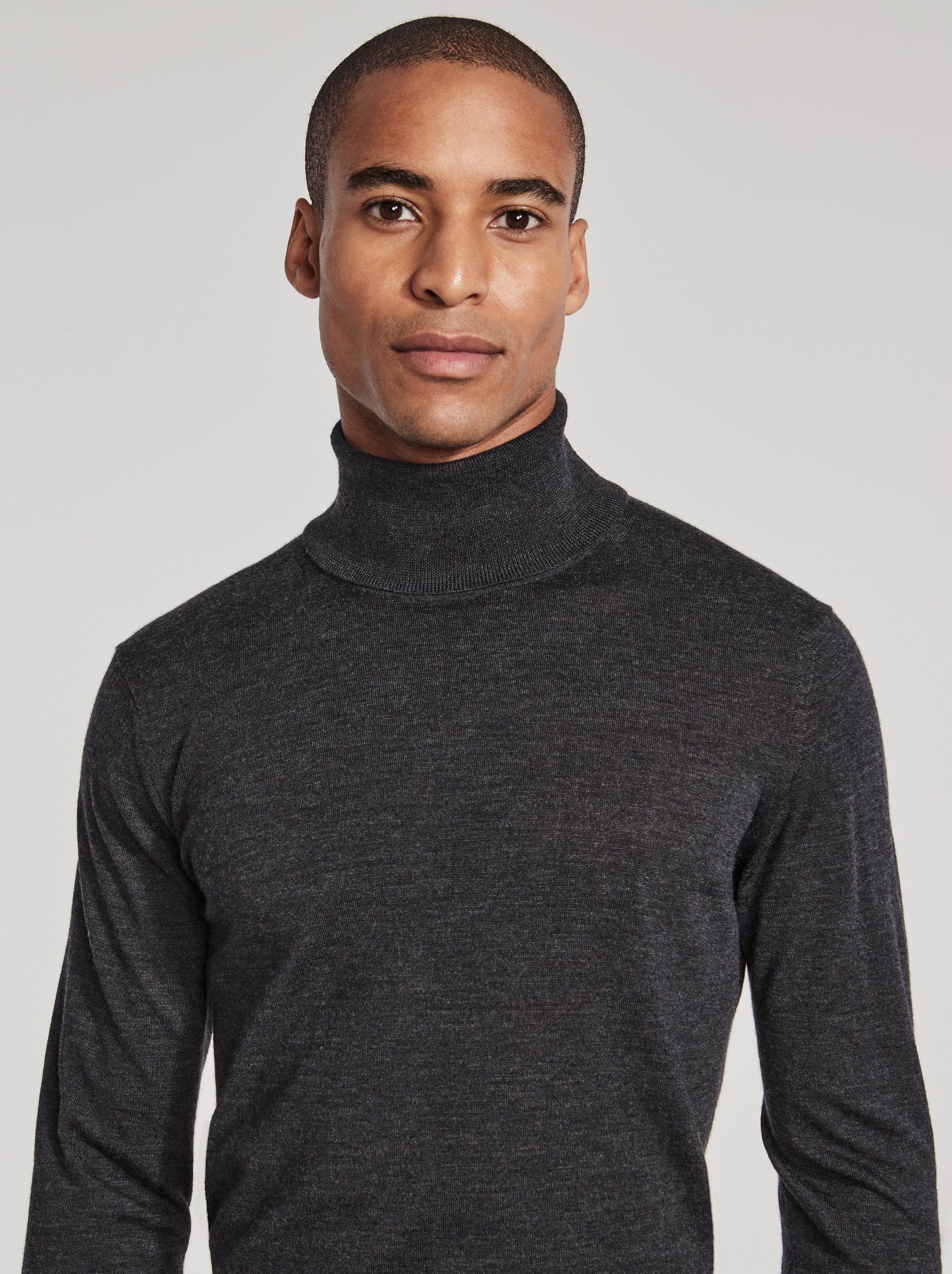 Charcoal Roll Neck - Wool, Silk, and Cashmere | Jack Victor