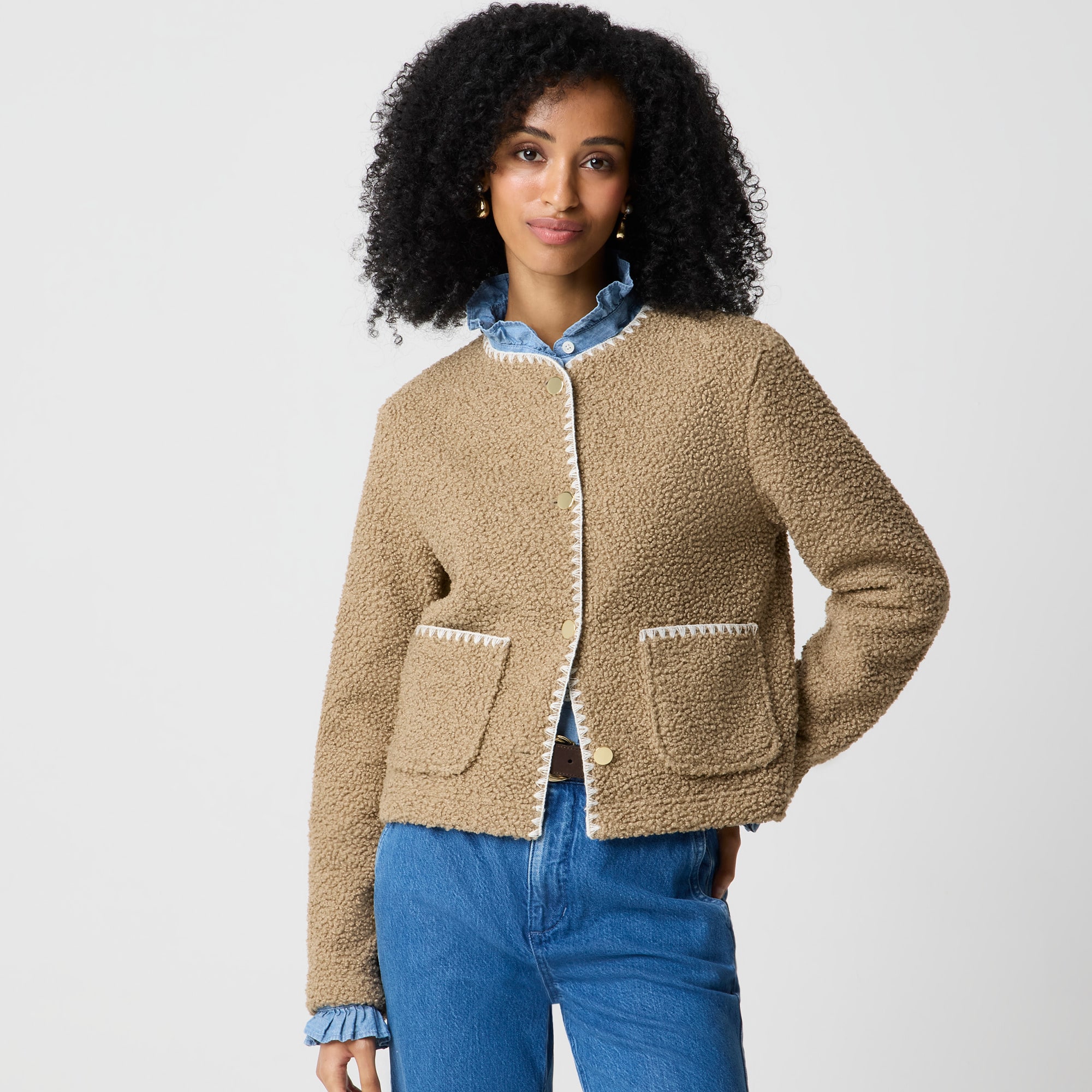 Sherpa Blanket-stitch Jacket For Women | Factory