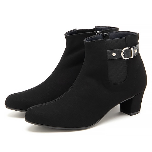 サイドゴアベルトショートブーツ/125-45810(M ブラックスエード