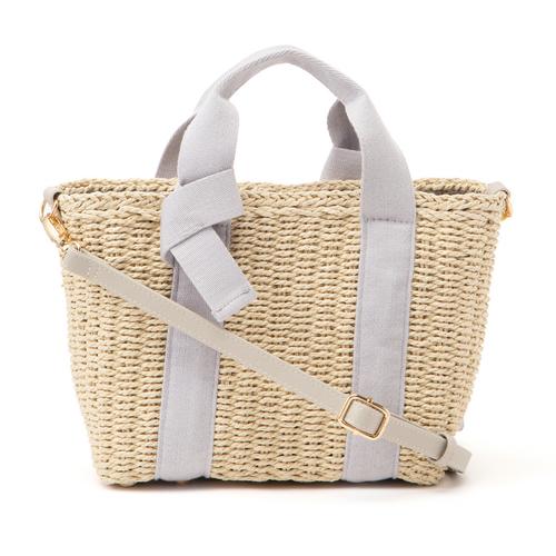 ノットハンドル2WAYかごバッグ(23.5cm ダークブラウン): バッグ