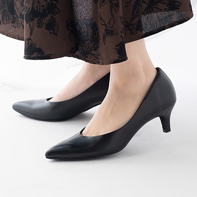 OHGA サテンビジュー パンプス 黒　24cm 3cmヒール ビジューパンプス （ブラック サテン） -Emma Francis