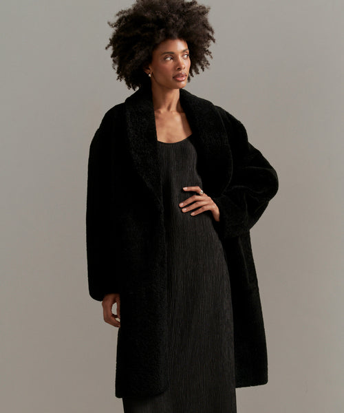 Long Shearling Yves Shawl Coat | Jenni Kayne