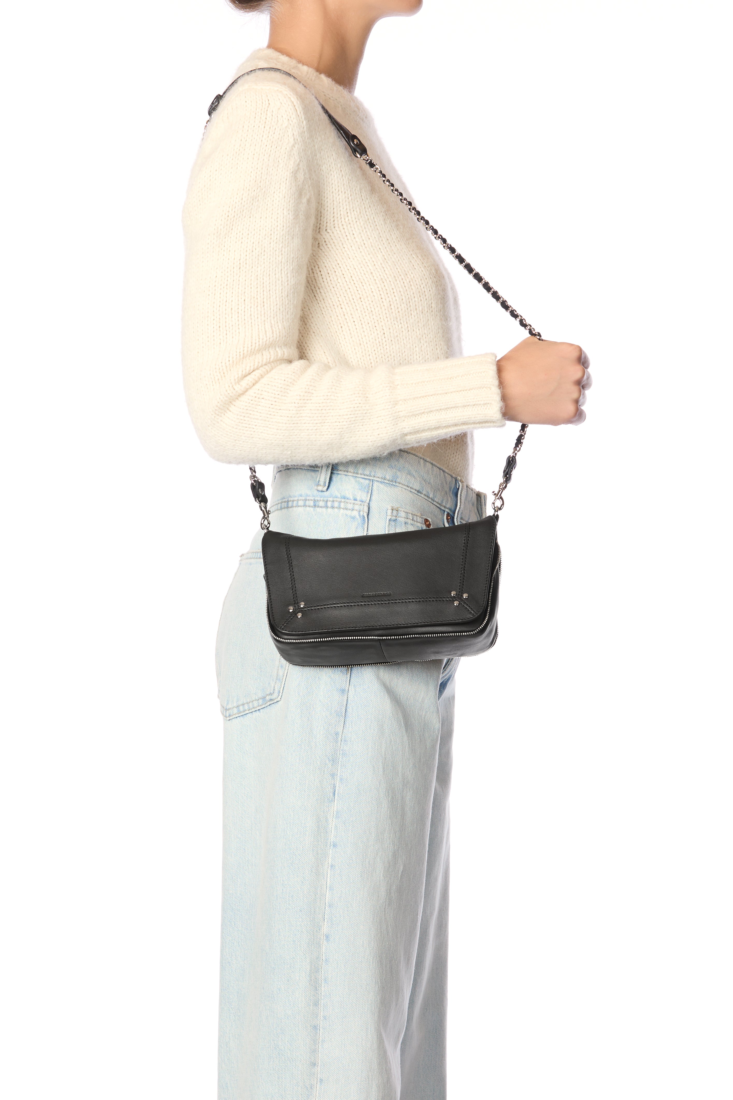 Bobi S Noir Silver Lambskin – Jérôme Dreyfuss