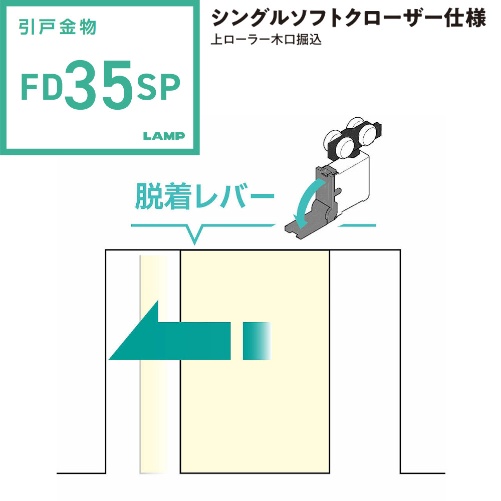スガツネ工業/ランプ 上吊式引戸 FD35SP シングルソフトクローザー仕様