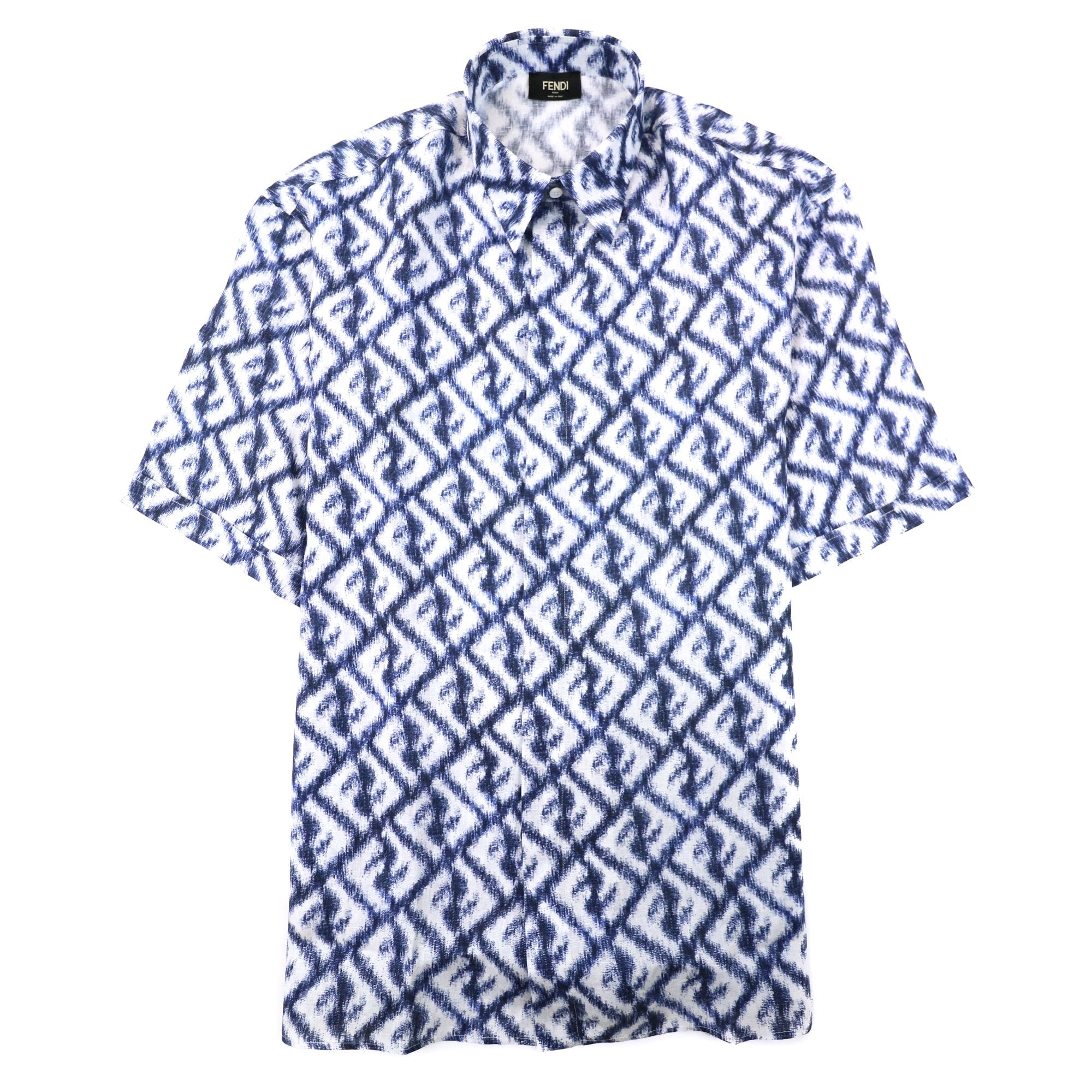 Fendi Linen Ff Chine Shirt Blue | ONU