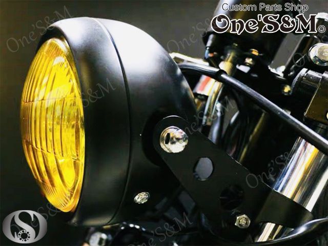 4ミニにオススメ 160π ガラス イエローレンズ マッドブラック 丸型