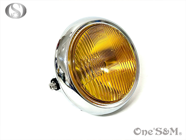 イエロー カットレンズ ガラスレンズ 丸型ヘッドライト H4球付き