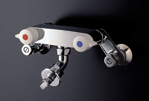 TW21R 洗濯機用壁付2ハンドル混合水栓（自在形、ホース接続形、緊急止