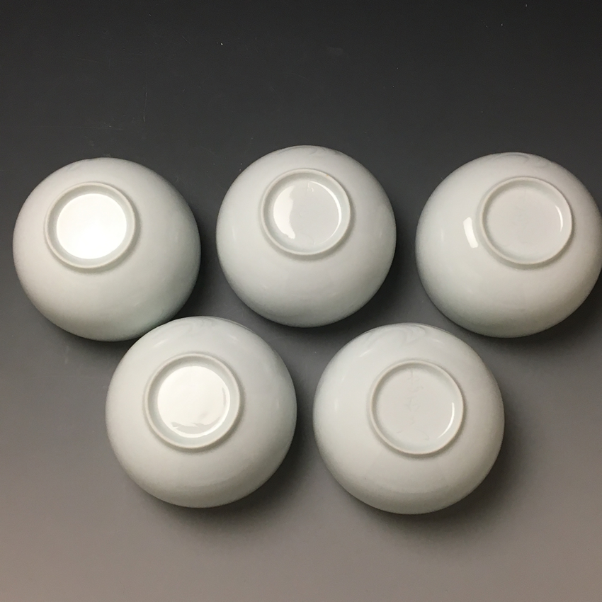 有田焼 無形文化財 名工 初代 奥川忠右衛門 白磁茶器揃 共箱 / 小城ベース