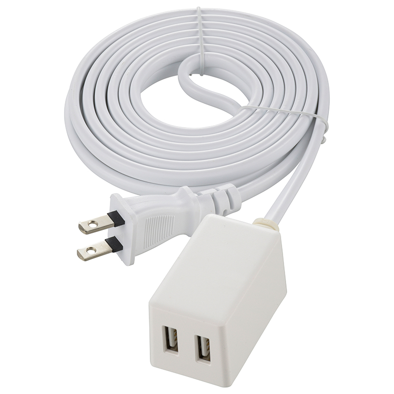 コードが長いUSB充電器 USB2個口 3m 白 [品番]00-1829｜株式会社オーム電機
