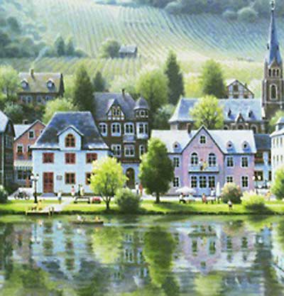 笹倉鉄平 モーゼルのぶどう畑と、笑顔になる水辺 | 絵画など美術品の