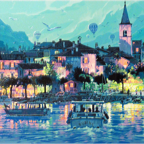 笹倉鉄平 ヴィルフランシュ 中古 大判額装アートポスター 笹倉鉄平