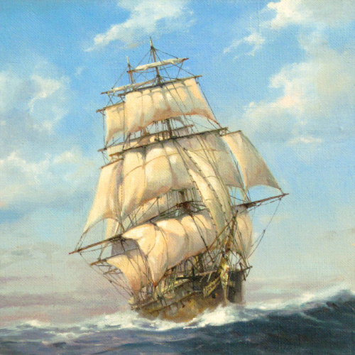 1089 絵画 油絵 F. Nicolas 帆船