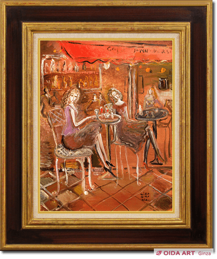 織田広比古 バラ色に染まるCafe | 絵画など美術品の販売と買取 | 東京