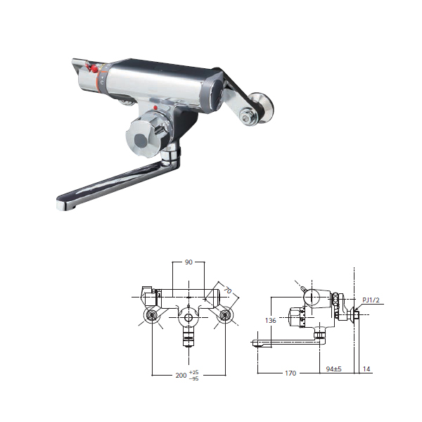 TOTO 浴室用バス水栓金具 壁付きサーモスタット混合水栓 TMF47ARR 定量