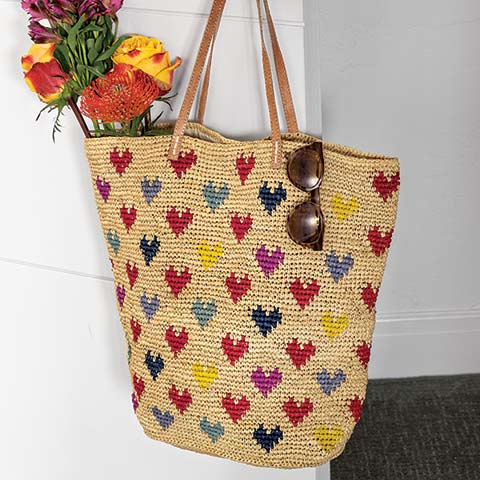 Woven Hearts Tote Bag | Olive & Cocoa