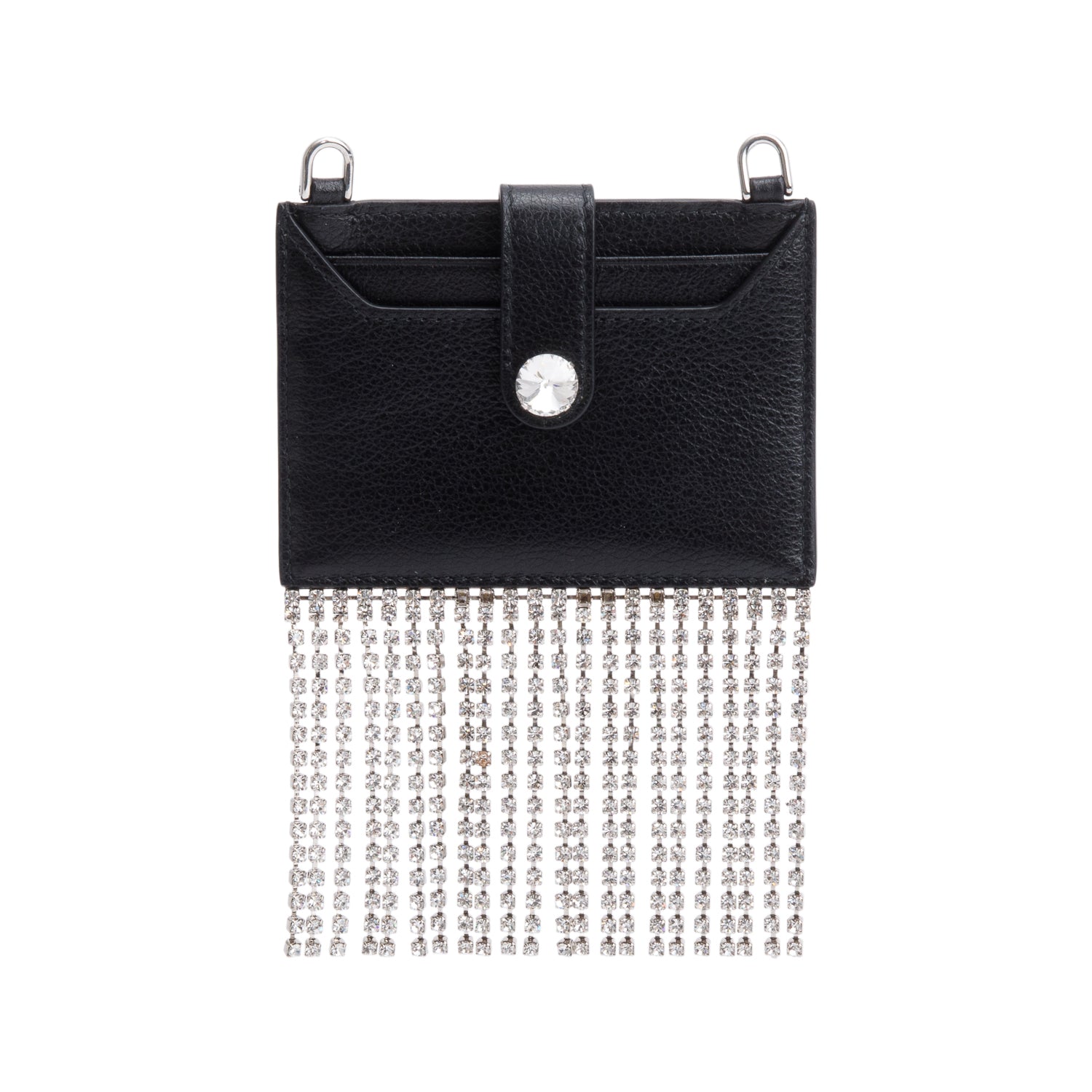 Miu Miu Black Leather Crystal Fringe Card Holder Crossbody – OLIVER'S