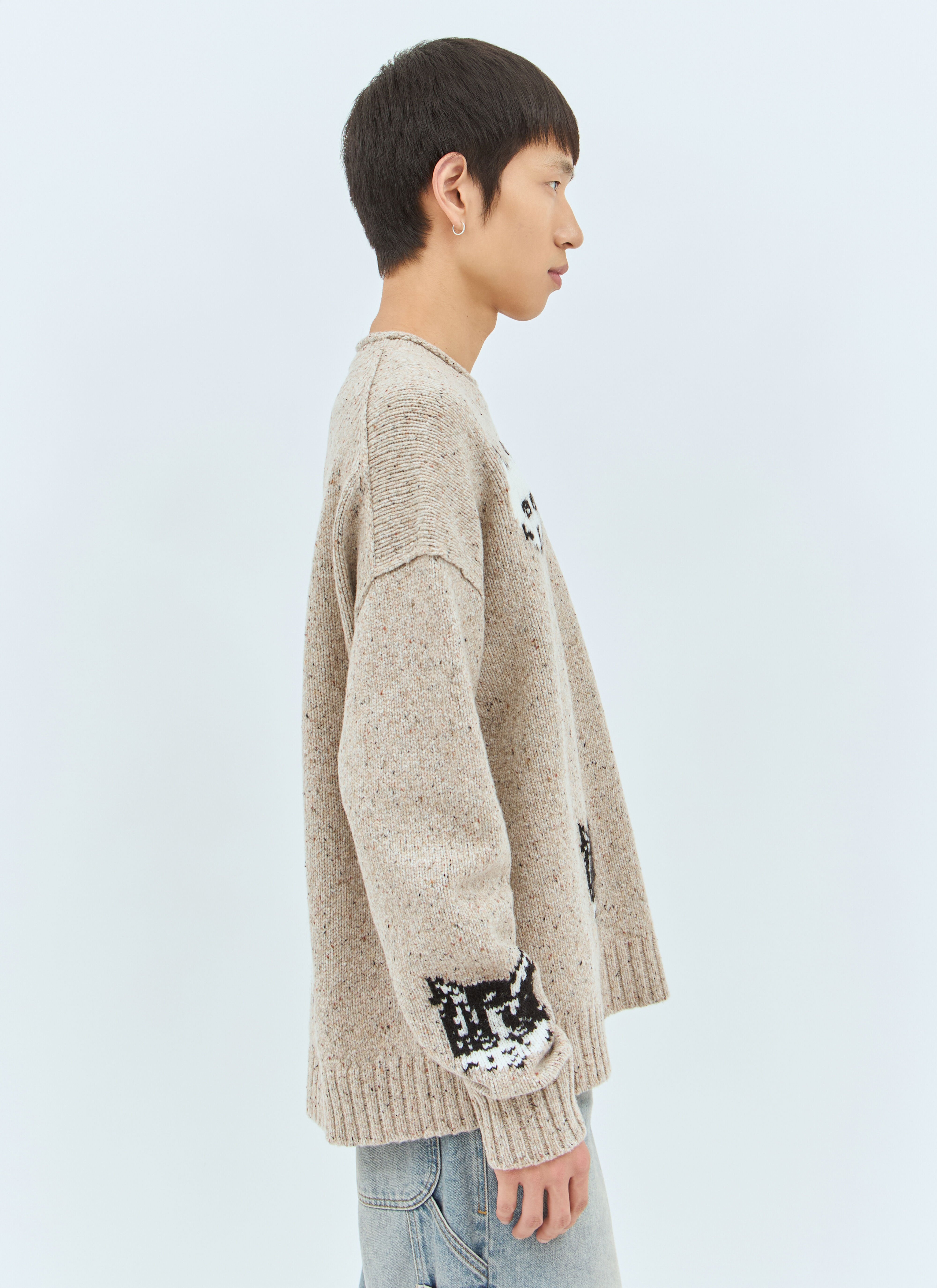 Acne Studios Men's' Cat Jacquard Sweater in Beige | LN-CC®
