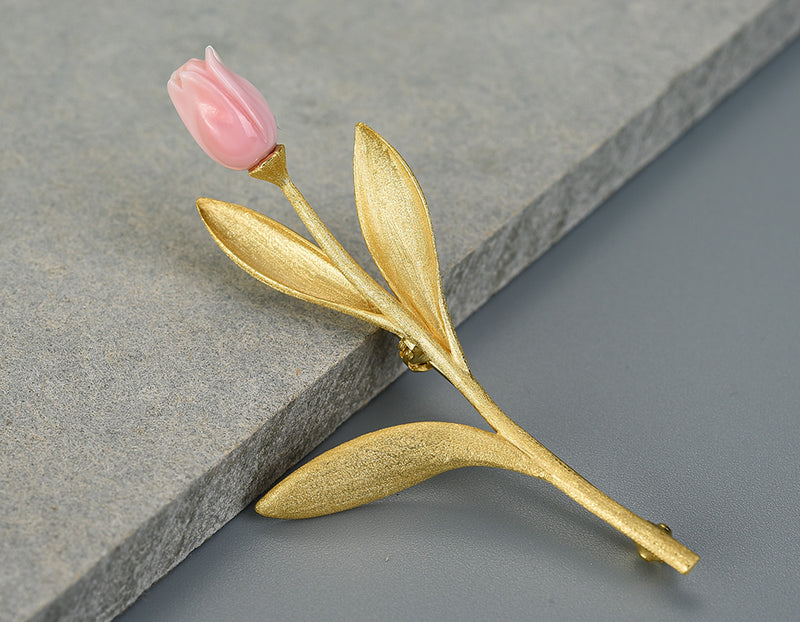 Sterling Silver | Tulip Flower Brooch - Lotus Fun