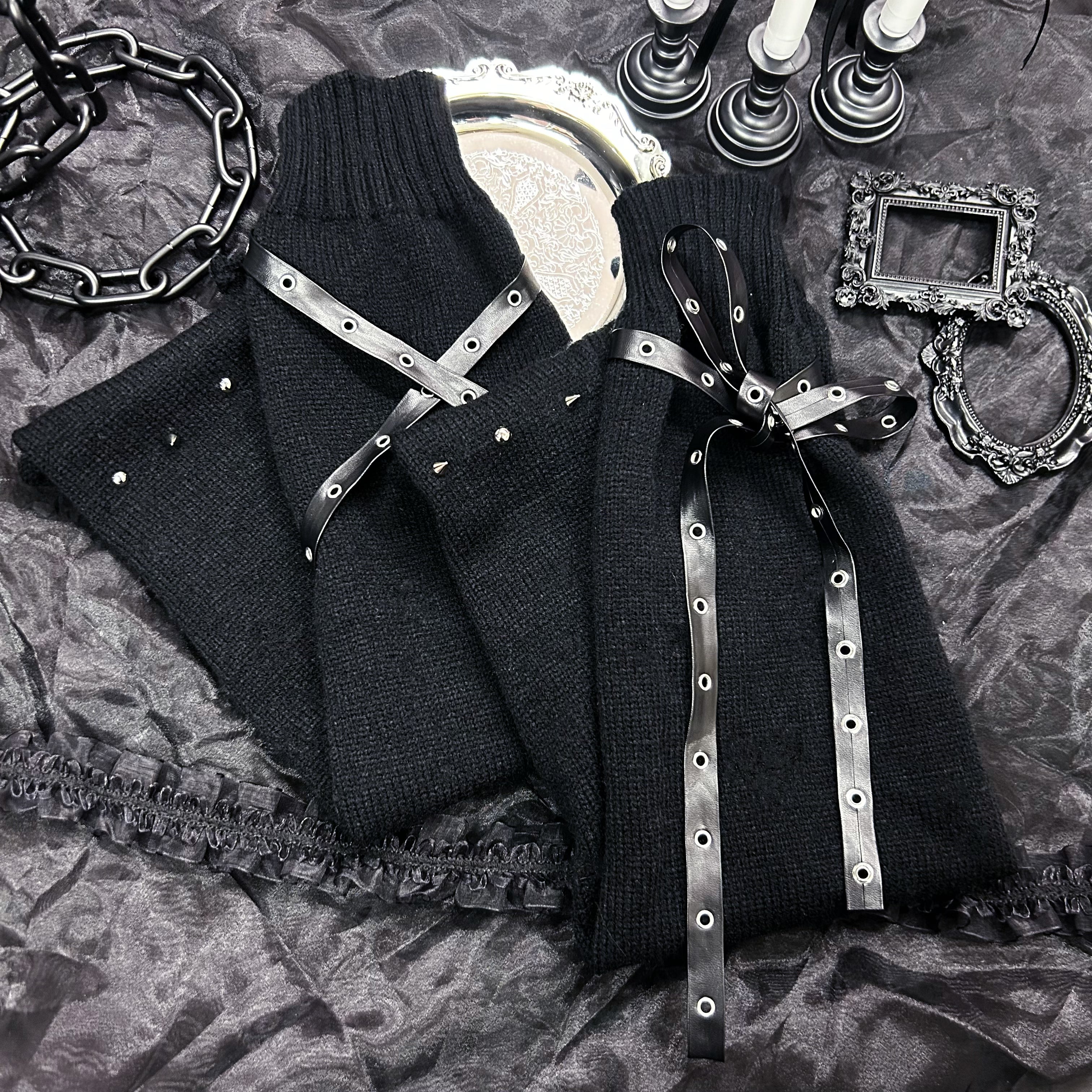 mine》ハトメリボンニーハイレッグウォーマー- LAFARY ONLINE