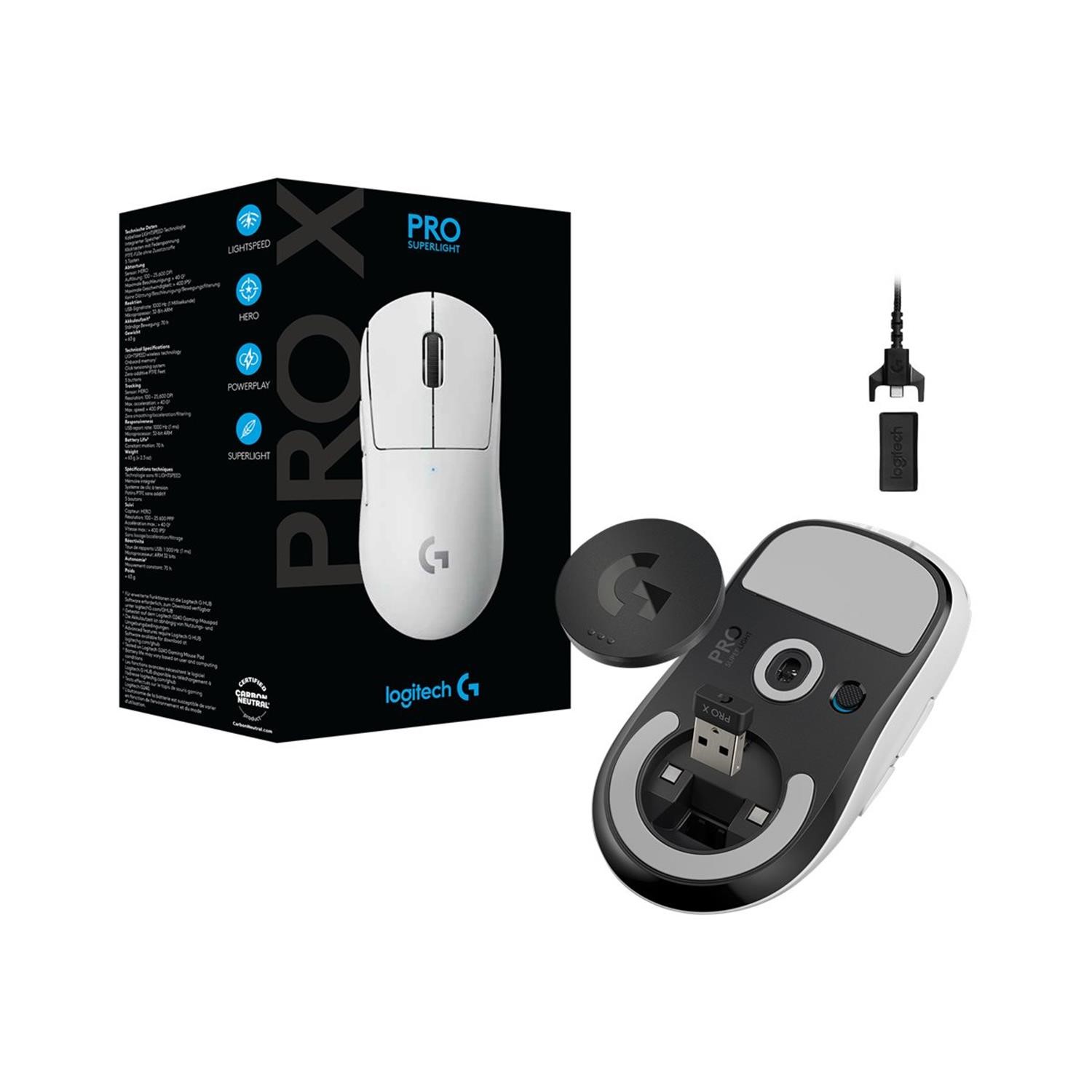 Logitech G PRO X Superlight Wireless Gaming Mouse White - Laptops