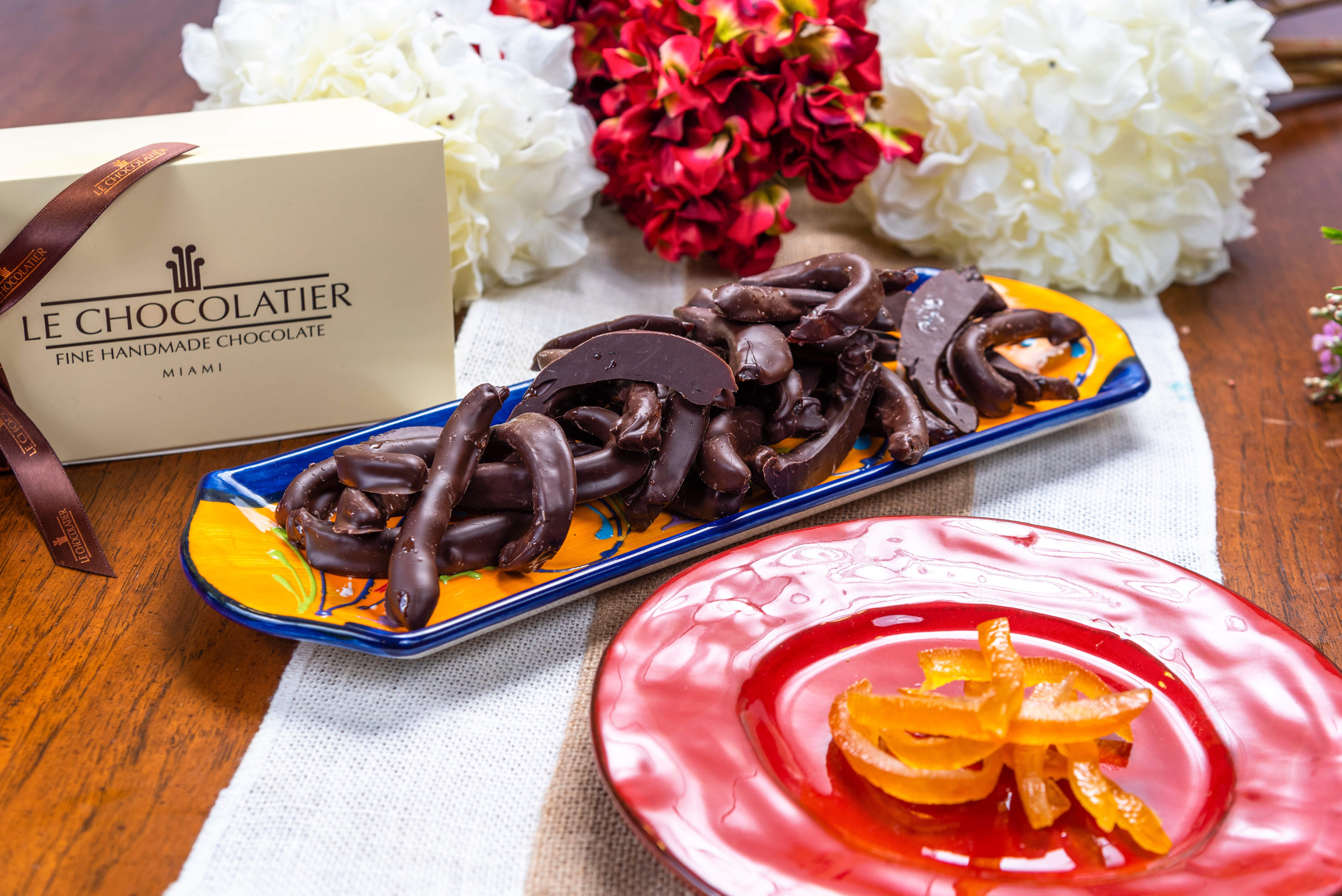 SIGNATURE BOX OF CHOCOLATE COVERED CANDIED ORANGE PEELS - 1 POUND