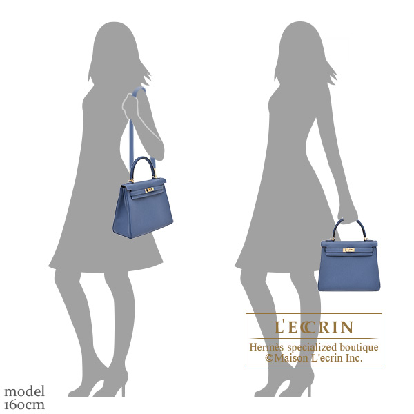 エルメス ケリー25/内縫い ブルータイ トゴ シャンパンゴールド金具