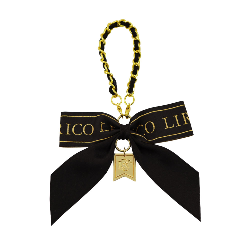 リボン型チャーム ブラック チェーンタイプ ポスト便送料300円