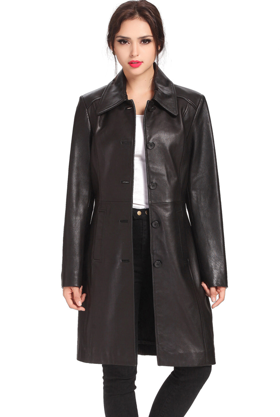 BGSD Women Amber Lambskin Leather Walking Coat – Luxury Lane