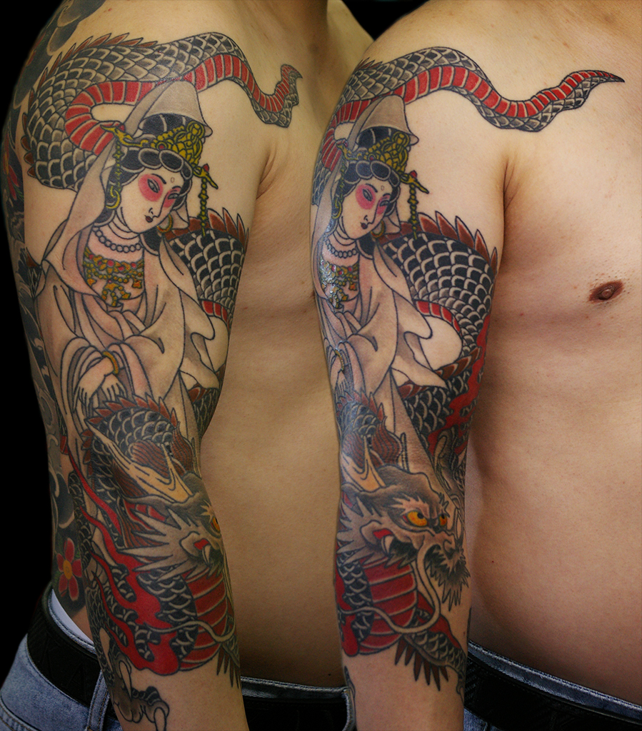 騎龍観音のタトゥー画像 | 大阪 LUCKY ROUND TATTOO 刺青