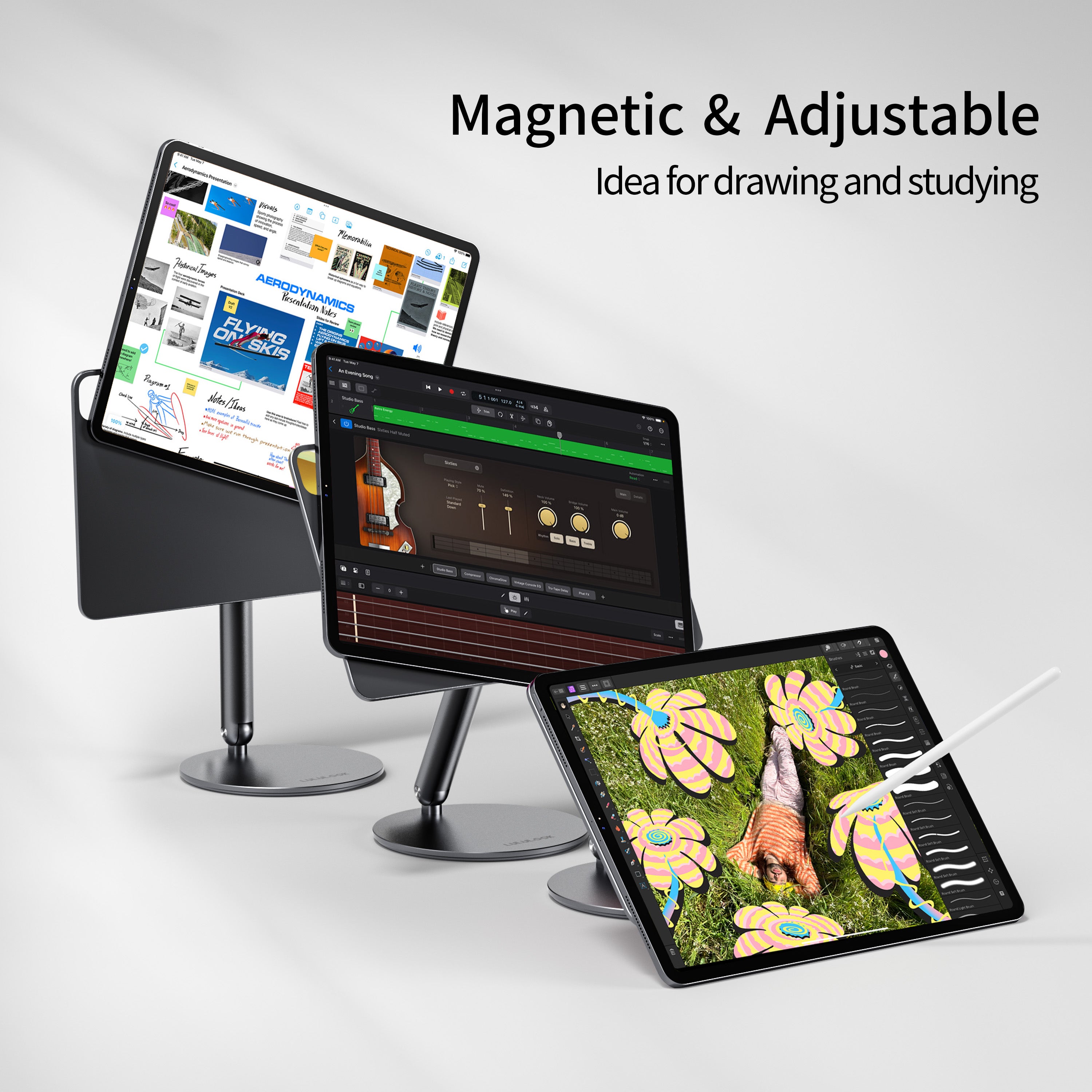 Lululook Foldable Magnetic iPad Stand, Magnetic iPad Pro Holder