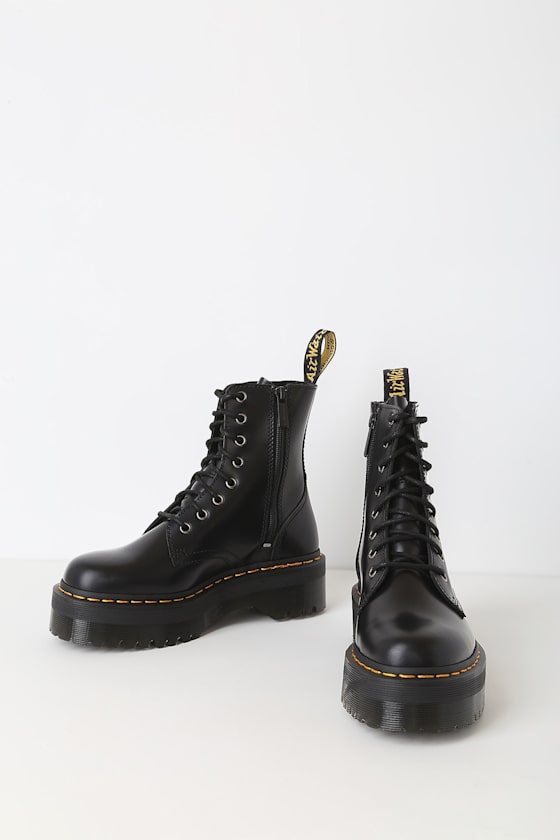 Dr. Martens Jadon - Black Leather 8-Eye Platform Boot - Lulus