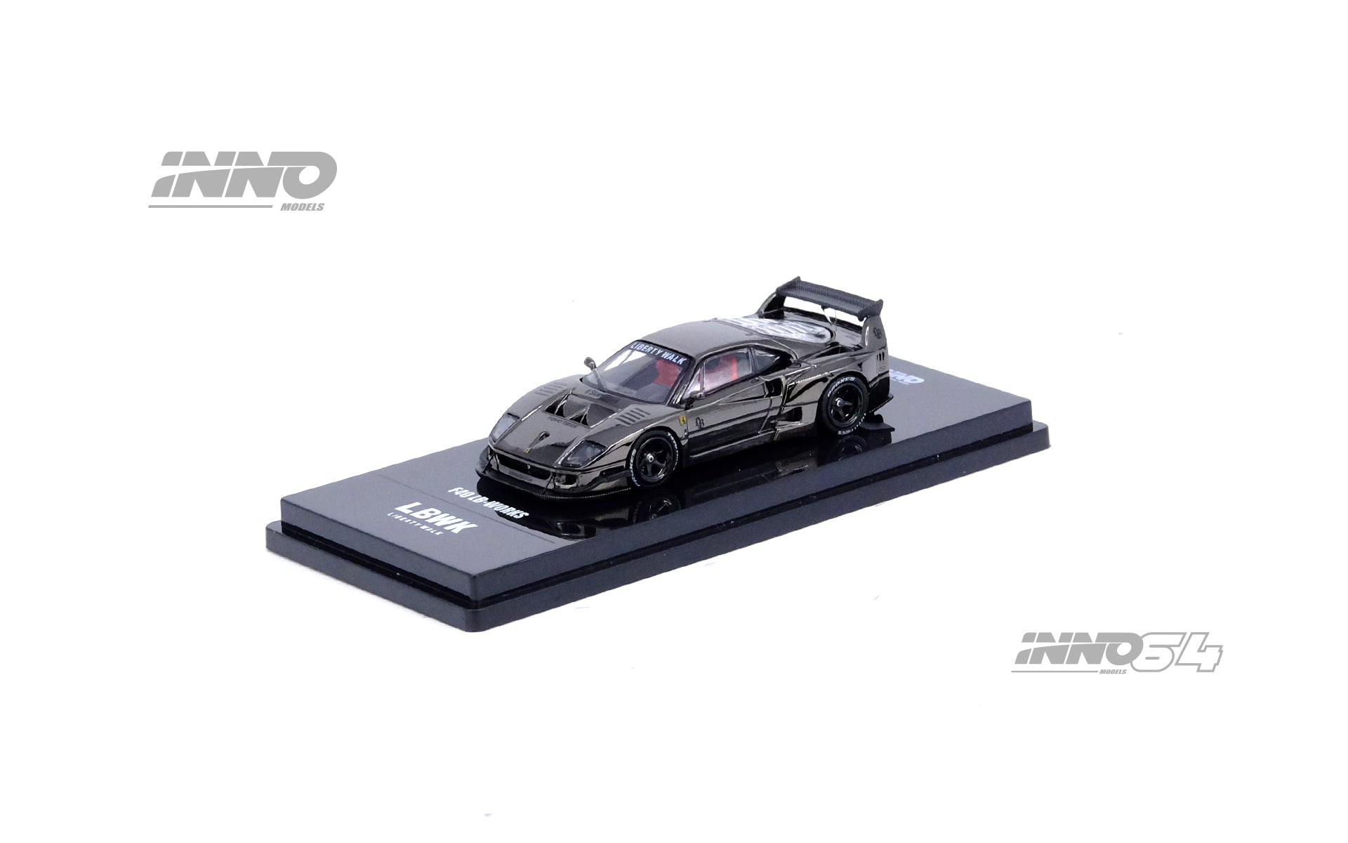 INNO64 1:64 Ferrari F40 Liberty Walk in Chrome Black – Model Cars
