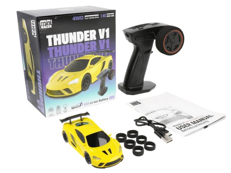 Thunder V1 gialla 4wd 1/40 touring e drift radio e servo proporzionale