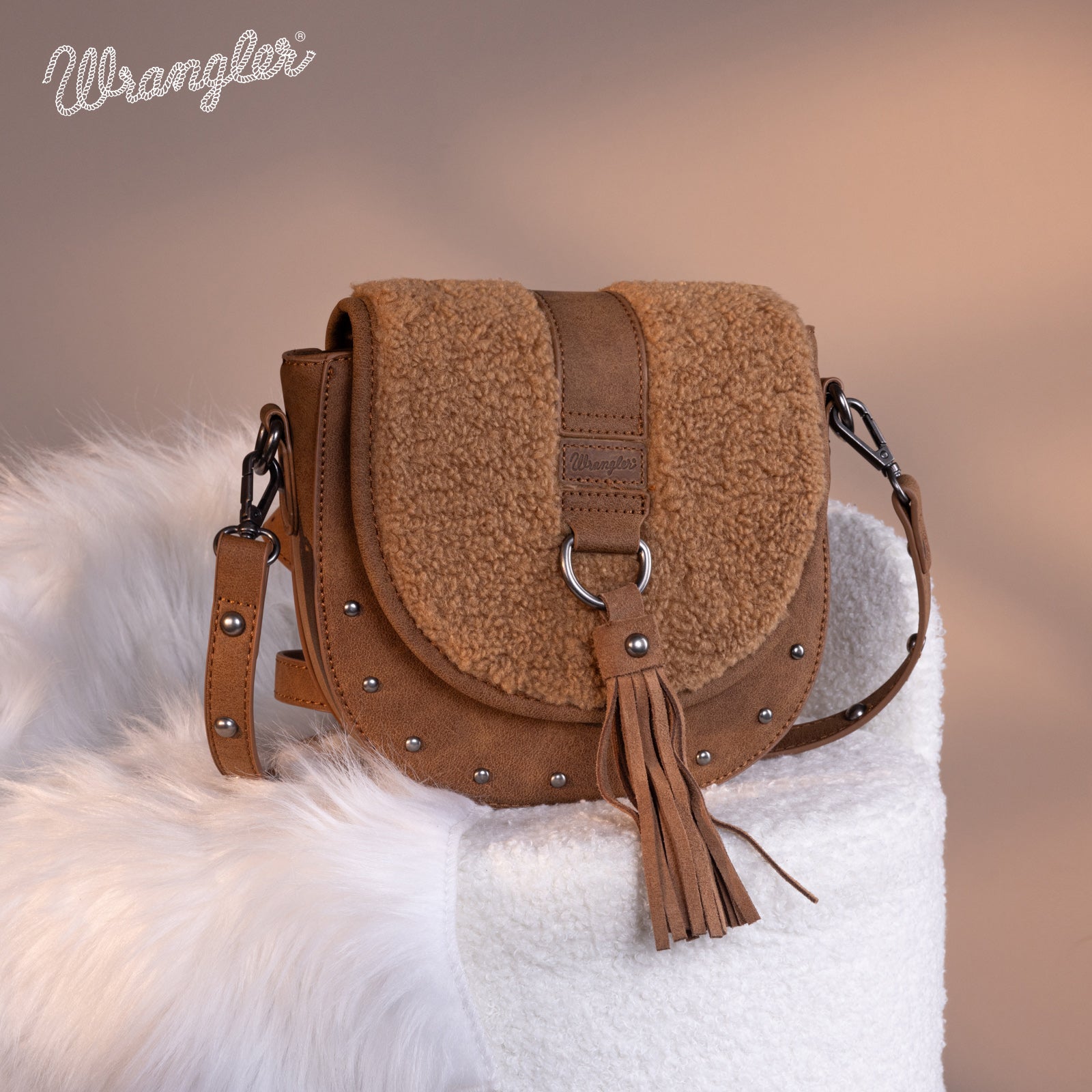 Wrangler Aztec Sherpa Trim Crossbody Purse - Montana West