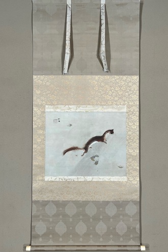 富士山 日本画 掛軸 40年位前ふじもとあおい 富士山 日本画 掛軸 40年