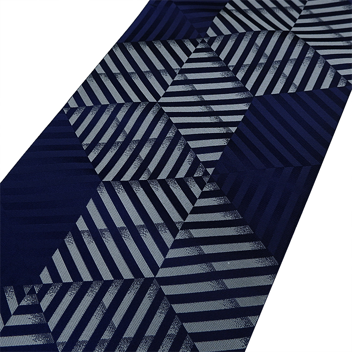 本場筑前博多織 八寸名古屋帯【幾何学文様 灰色】 [170317-ho-9