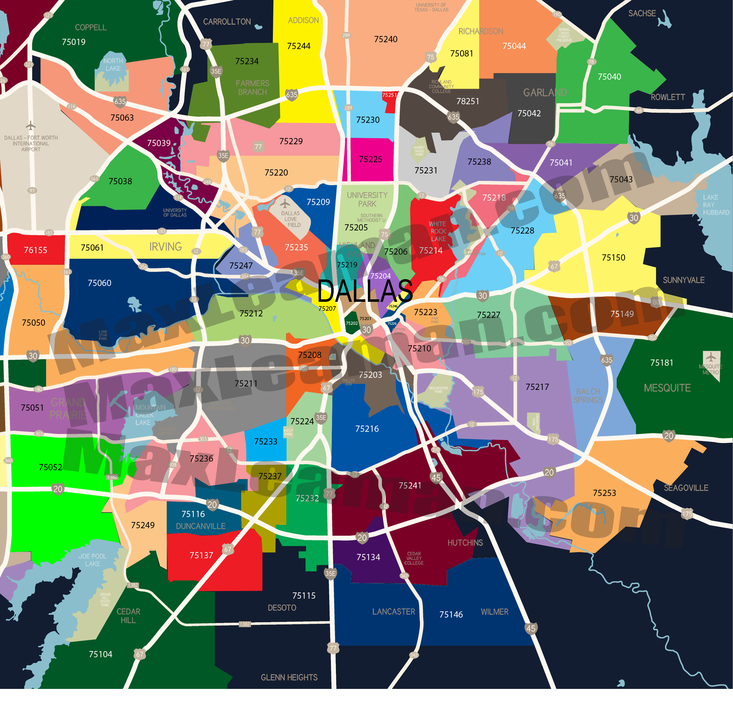 Dallas Zipcode Map - Free Zip Code Map - Dallas Zip Code Map