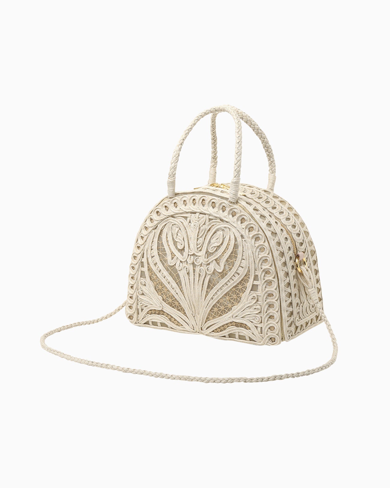 Cording Embroidery Demi Lune Handbag - beige - Mame Kurogouchi