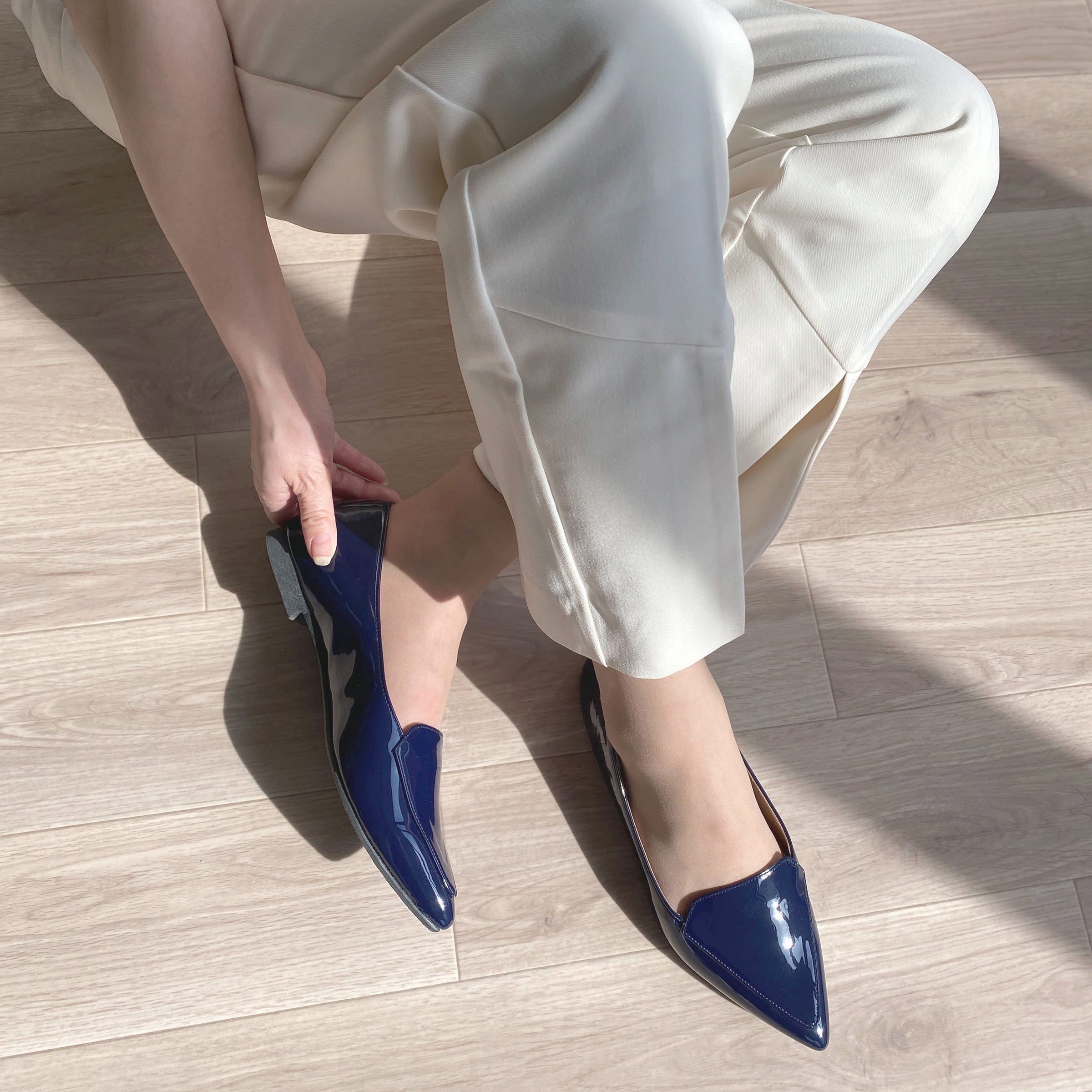 10%OFF：晴雨兼用／オペラ フラットシューズ（4783）ネイビーE