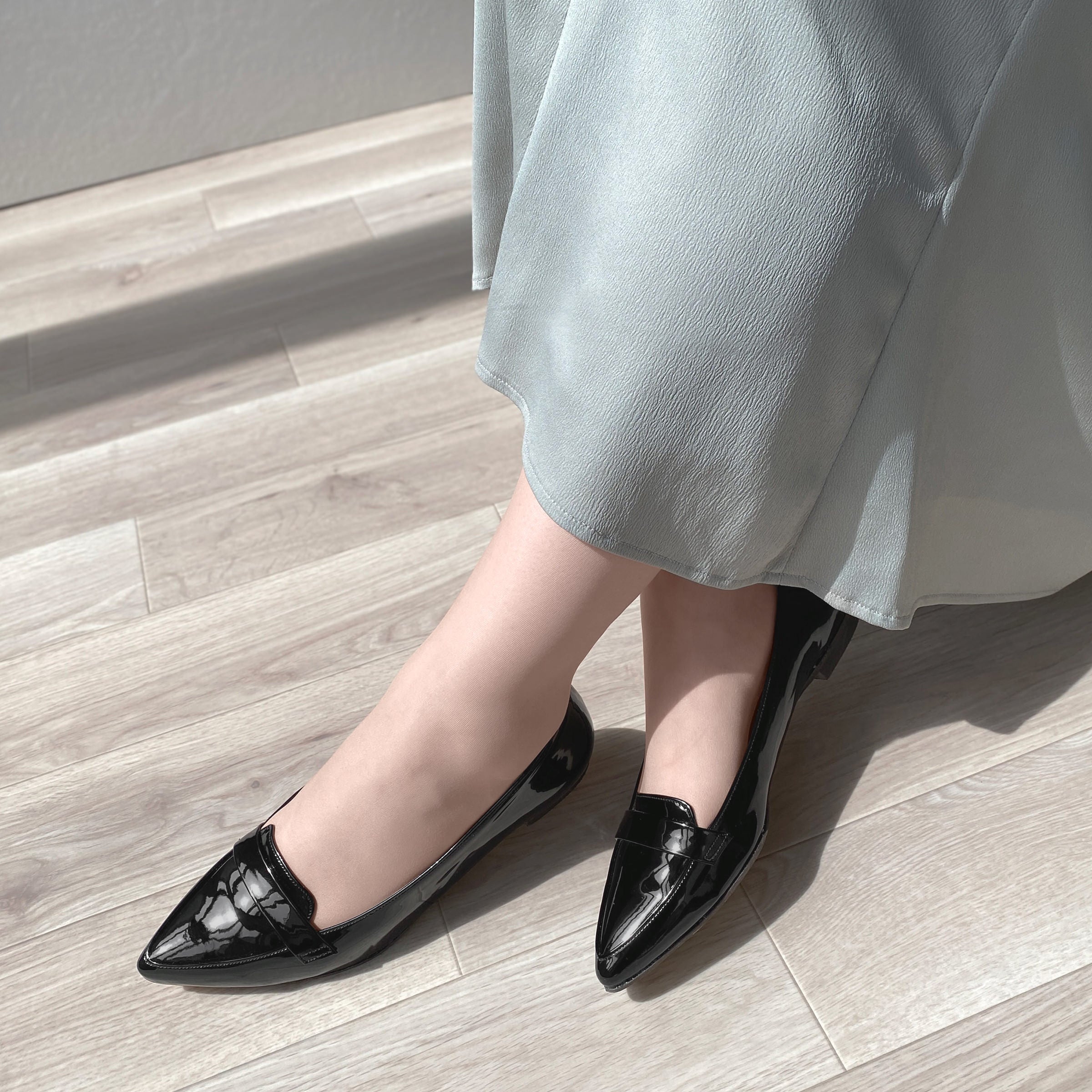 2026SSBI：甲浅ポインテッドトゥ ローファー（124）ブラックE – mamian