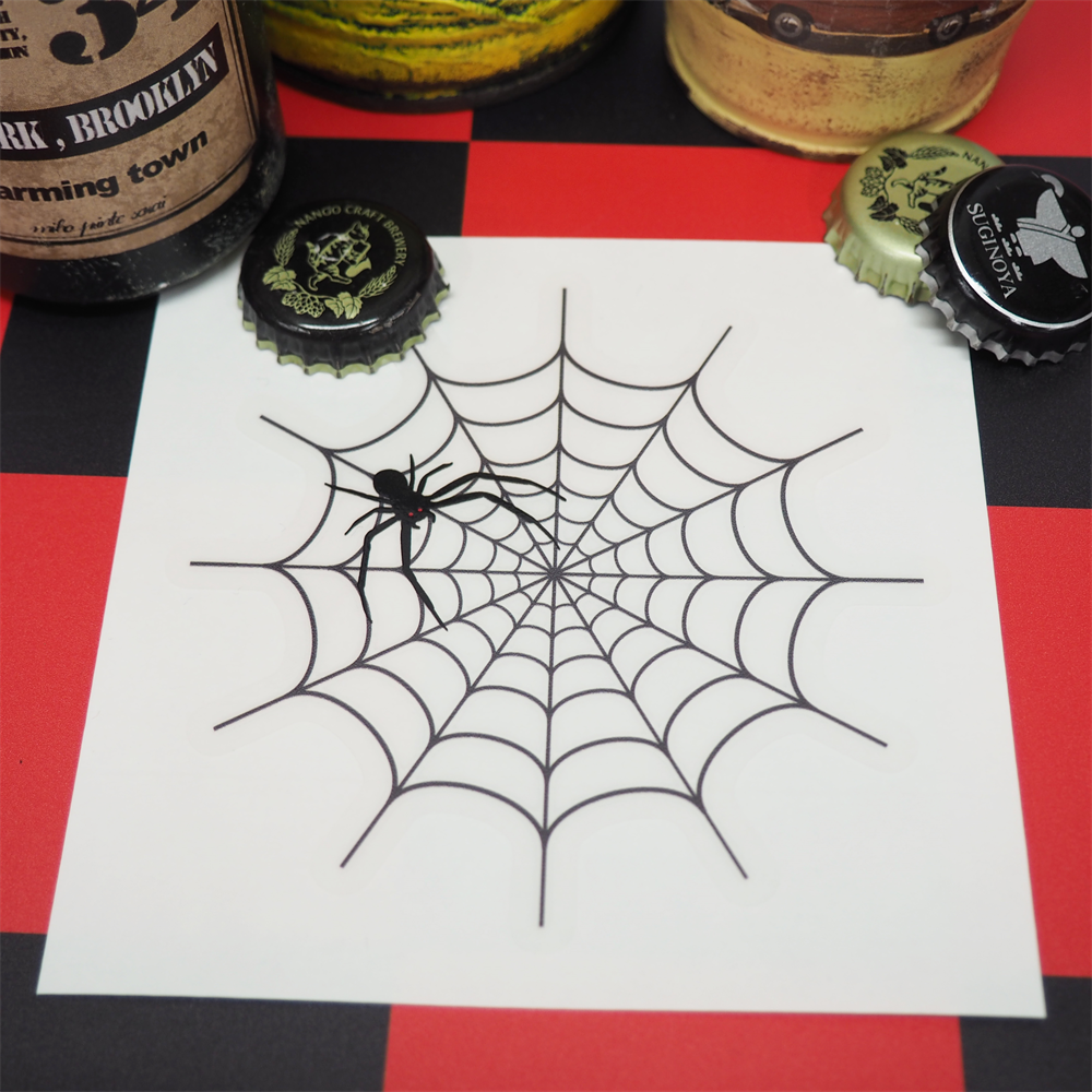 透明) スパイダーステッカー 10cm 大 蜘蛛 クモ 巣 ハロウィン だまし