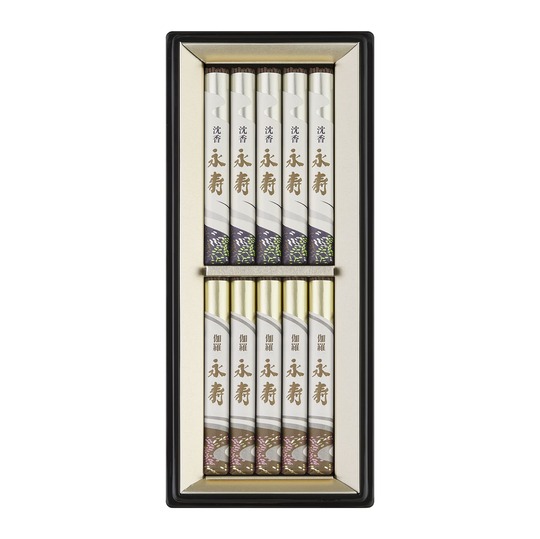 日本香堂のお線香【永寿二種香 (沈香永寿＆伽羅永寿) 塗箱10入