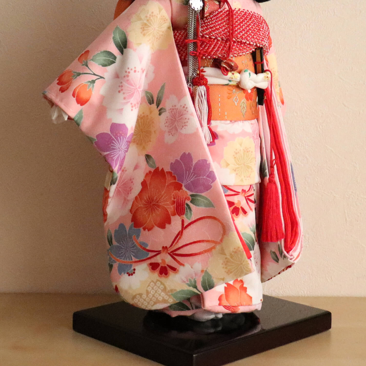 元賀章介作 12号(尺二)別染 着尺 桜 ピンク色 台 市松人形 女の子